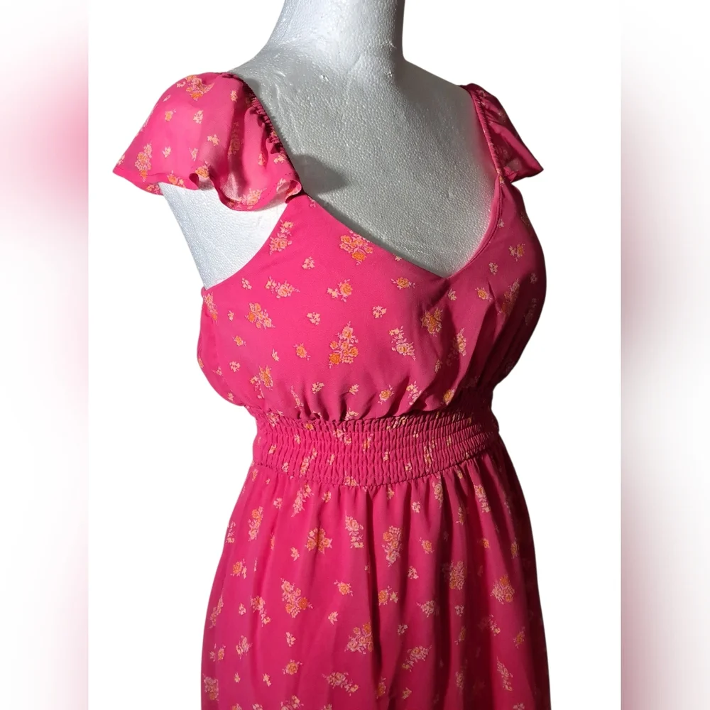 NWT SZ XS FLORAL DRESS WITH STRETCH BODICE (SEE PICS FOR SLIGHT FLAW) - Picture 7 of 16